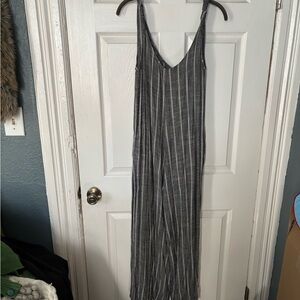 Elan Gray Striped Wide-Leg Jumpsuit